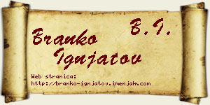 Branko Ignjatov vizit kartica